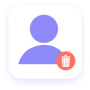Icono de usuario con un cesto de basura
